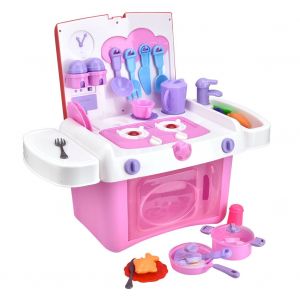 Ensemble de 35 jouets de cuisine pour enfants, simulation de scenes culinaires, mini ustensiles de cuisine (rose) - Neuf