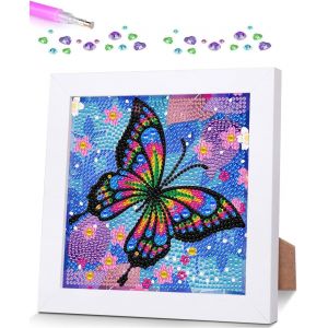 Ayuhr-1 Papillon À Peindre En Diamant Pour Enfants, Peinture En Diamant Avec Cadre En Bois, Set De Papillons 5d Diy, Peinture En Diamant, Bricolage Comme Cadeau Pour Fille, Pour Le Salon - Neuf