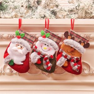 Chaussettes de Noël, décoration de bas de Noël 3 pièces, chaussettes de Noël à suspendre, chaussettes de Noël à suspendre pour sac, pour sapin, cheminée, fenêtre, sac de bonbons - Neuf