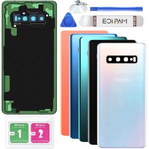 KALANKA-Vitre Arri&egrave;re pour Samsung Galaxy S10+ Plus G975 Origine Couvercle Batterie Remplacement avec Lentille de Cam&eacute;ra + Kit R&eacute;paration (Prisme Blanc) - Neuf