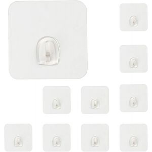 10*PCS Crochets Adh&eacute;sifs Transparents Crochets Sans Couture Imperm&eacute;ables Et s Crochets En Plastique Transparent Mat Crochets Utilitaires Collants Pas Rayures Pour Chambre Salle Bain Porte - Neuf