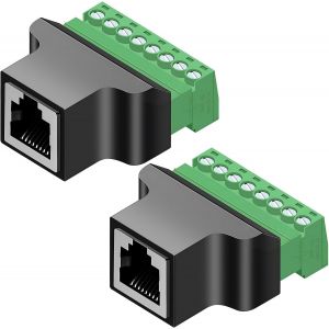 LETNERNY-Lot De 2 Connecteurs Rj45 Femelle Vers 8 Broches &Agrave; Vis- Connecteur R&eacute;seau Pour Dvr Num&eacute;rique, Coupleur En Ligne Robuste Et S&eacute;curis&eacute; - Neuf