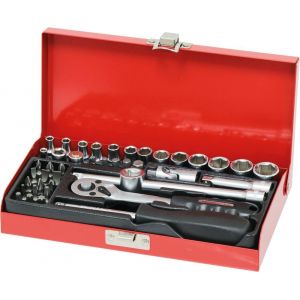 Coffret m&eacute;tallique de douilles 1/4" - 42 pcs - Neuf