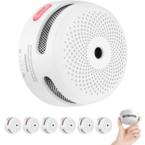 Mini-D&eacute;tecteur de Fum&eacute;e avec 10 Ans d'Autonomie, D&eacute;tecteur de Fum&eacute;e Conforme &agrave; la Norme en 14604, D&eacute;tecteur d'Incendie avec Capteur Photo&eacute;lectrique, XS01, Lot de 6 - Neuf