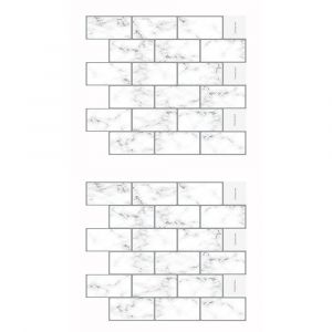 Lot de 2 carreaux muraux mosa&iuml;que 3D autocollants pour cuisine et salle de bain - Neuf