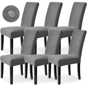 Pack de 6 Stretch Machine Spandex Manger des Housses de chaises Housses pour le Mariage de la Cuisine Salle a Manger Bureau d'Accueil de l'Hotel de Banquet Decor (Gris) - Neuf