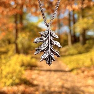 Argent Feuille De Ch&ecirc;ne Collier Feuille D'arbre Pendentif Bijoux Cadeau Pour Les Femmes Filles Alliage Collier Cha&icirc;ne Nouveau - Neuf
