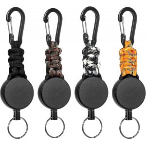 KALANKA-2/4 PCS Porte-cl&eacute;s Extensibles, Porte Badges Mousqueton, Yoyo Enrouleur R&eacute;tractable de 60 cm avec Renforc&eacute; et R&eacute;sistant - Neuf