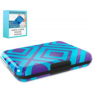 KALANKA-Porte Carte Homme Femme Aluminium avec systeme de Verrouillage RFID Lutte Contre la fraude Anti-sans Contact Grande capacite Bleu - Neuf
