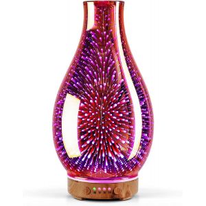 Diffuseur d'arôme en verre doré rose pour huiles essentielles, humidificateur à ultrasons silencieux, allumage automatique, 7 couleurs de lumière, sans BPA, pour appartement, yoga, cadeau spécial - Neuf