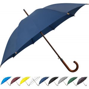 Parapluie Classique &Agrave; Poign&eacute;e En Bois Avec Ouverture Automatique Coupe-Vent Et B&acirc;ton Incassable 122 Cm - Neuf