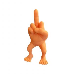 Figurine de doigt d'honneur avec jambes, cadeau humoristique, accessoire de bureau d&eacute;coratif, 7,5 cm, orange - Neuf