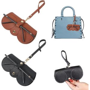 CAUC-Spida Mount Sac &agrave; Lunettes de Soleil en Cuir Souple, 2 pi&egrave;ces &eacute;tui &agrave; Lunettes en Cuir Souple Portable, Pochette pour Lunettes de Soleil, Rangement de Lunettes pour Femmes Hommes - Neuf