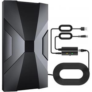 Antenne TV pour Smart TV, amplifi&eacute;e HDTV, longue distance, int&eacute;rieur/ext&eacute;rieur, 4K 1080p, - Neuf