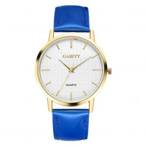 Gaiety Femmes Motif Exquis Cadran Rond Pu Bracelet Montre Quartz Montre-Bracelet Analogique (Bleu Foncé) - Neuf
