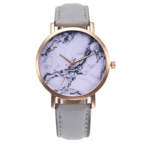 Montre-Bracelet Zhoulianfa Pour Couple, Cadran Marbre Blanc, En Alliage, Quartz, Pu (Gris) - Neuf