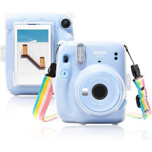 Housse de Protection pour Fuji instax Mini 11 Caméra instantané,étui de Rigide PVC pour Fuji instax Mini 11 Crystal Clear avec Poche Photo arrière pour Ranger Le Film-Transparent - Neuf