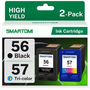 ERYI-56 57 Remanufacturées Cartouches D'Encre Pour Hp 56Xl 57Xl Pour Hp Deskjet 450Ci 5150 5550 9680Gp, Officejet 4212 4215, Psc 1210 1215 1315 1350 2105, Photosmart 7660 7760 (1 Noir/1 Couleur) - Neuf