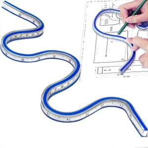 R&egrave;gle flexible,r&egrave;gle en PVC de 50 cm,r&egrave;gle courbe pliable,r&egrave;gle serpent en plastique double face - Neuf