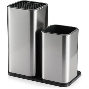 Bloc Organisateur De Couteaux - Peut Contenir 14 Couteaux Et Des Ciseaux De Cuisine, Fentes Extra-Larges Pour Les Lames &Eacute;paisses, Rangement Compact Sur Un Comptoir Ou Dans Un Tiroir, Nettoyage Facile - Neuf