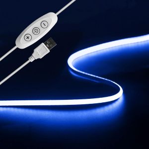 Bleu Cob Ruban Led Tv 2m, 5v Usb Gradateur Bande Lumineuse Cob Tv Rétroéclairage Cri90+ 4mm 960leds Led Lumière Linéaire Pour Tv Rétro-Éclairage Pc Chambre Cuisine Maison Diy Décoration - Neuf