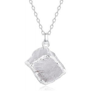 Collier Femme Pendentif Irr&eacute;gulier Pierre Brute - Neuf