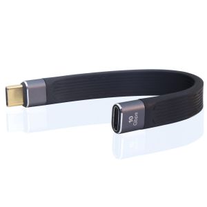 JGD-10Gbps court USB C c&acirc;ble USB C 3.1 c&acirc;ble de donn&eacute;es souple plat 100W USB3.1 type C m&acirc;le &agrave; femelle 4K@60Hz c&acirc;ble pour t&eacute;l&eacute;phone portable (type C M/F) - Neuf