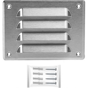 Grille Aeration Inox 140x105mm avec Moustiquaire ¿ Evacuation Caches Tuyau Ventilateur ¿ d'Extraction Ventialtion ¿ Exterieur Interieur ¿ Gaine Cache Extracteur d'air VMC ¿ Climatiseur Seche - Neuf