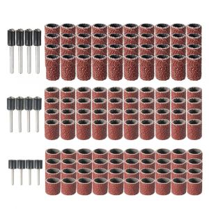 132 Pièces De Ponçage Cylindres Abrasifs 120 Pièces Ponceuse À Tambour+12 Rouleaux De Ponçage (Arbre 3,17 Mm) Pour Mandrin Travail Du Bois, Kit De Polissage Artisanal - Neuf