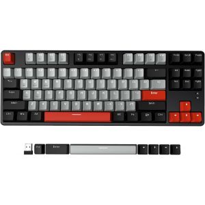 CHECARZHN--NO1-Ak871 Clavier De Jeu Sans Fil 75%, Bluetooth/2,4 Ghz Double Modes, Tkl 80% Clavier Mécanique Avec Interrupteur Rouge Linéaire Hot-Swappable, Compact 87 Touches, No Backlit Pour Win/Mac - Noi - Neuf