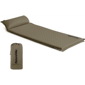Letnerny-Matelas Isolant Auto-Gonflant Avec Oreiller, Double Matelas Isolant Combinable, Ultra Léger, Confortable, Pour L'extérieur, Le Camping, Les Voyages, 6 Cm De Haut (Vert Armée) - Neuf