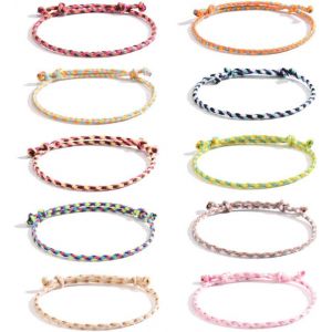 Kal-10pcs Bracelets Fille Femme Bracelet De L'amitié Tressés Faits À La Main Multicolore Corde, Cadeau Pour Famille Ami - Neuf