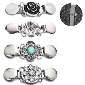 4 Pi&egrave;ces Vintage Pull Ch&acirc;le Clips R&eacute;tro Cardigan Col Clips Robe Chemise Broche Clips Pour Femmes Filles Portant,4 Styles - Neuf