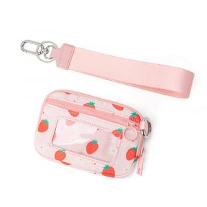 Femmes porte-monnaie femme sac &agrave; main porte-carte porte-monnaie court portefeuilles petit sac &agrave; main fermeture &eacute;clair porte-cl&eacute;s pochette portefeuille--Strawberry Print - Neuf