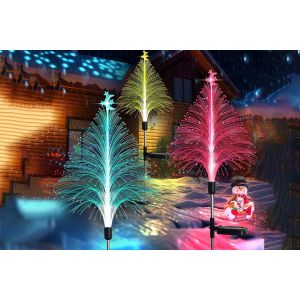 Lot De 3 Guirlandes Lumineuses Solaires &Agrave; Fibre Optique Pour Sapin De No&euml;l, D&eacute;coration Ext&eacute;rieure De Jardin. - Neuf