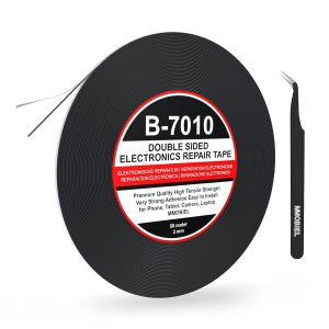 CAUC-3 mm Ruban adh&eacute;sif Double face puissant Longueur 50m (Noir) pour toutes r&eacute;parations Smartphones et Tablettes - Neuf