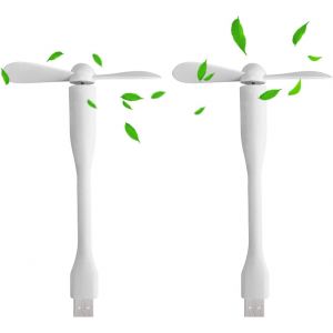KALANKA-Mini Ventilateur USB,2 Pcs Flexible Power Bank Ventilateur,Ventilateur de Refroidissement Flexible,Ventilateur de Bureau Portable Silencieux pour Ordinateur Portable(Blanc) - Neuf