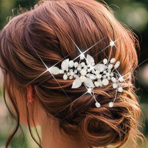 Kal-Vigne De Cheveux Argent&eacute;e, Avec Perles, Postiche En Cristal, Accessoire De Cheveux Pour Femme - Neuf