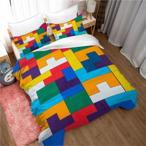 Parure De Lit King Size - Jeu De Puzzle 3 Pieces En Microfibre Avec Housse De Couette Et 2 Taies D'oreiller Pour Homme Et Femme, Motif Puzzle - Neuf