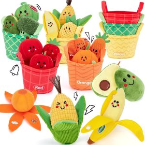 Baby Toy,6 Months,6-12 Months,16 Pieces Fruits and Vegetables Plush Toys with Basket,Sensory Toy Baby Montessori Games,Baby Gift 1 Year Old Boy Girl - Neuf