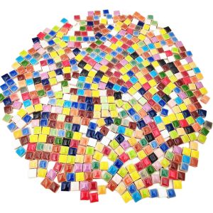 Mevronisshop-Lot De 500 Carreaux De Mosa&iuml;que Carr&eacute;s En C&eacute;ramique - 500 G - 1 X 1 Cm - Fait &Agrave; La Main - Pour Les Amateurs De Projets De Mosa&iuml;que Et De D&eacute;coration D'int&eacute;rieur (M&eacute;lange De Couleurs) - Neuf