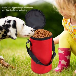 Hjlian Sac De Nourriture Pliable Pour Chat Et Chien, Gamelle Portable Pour Voyage En Plein Air, Rouge - Neuf