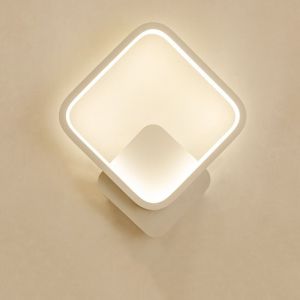 Petite lampe murale simple d'intérieur, lampe de chevet ronde, lampe de chevet de chambre à coucher, lampe décorative créative de couloir d'allée (carré blanc) - Neuf