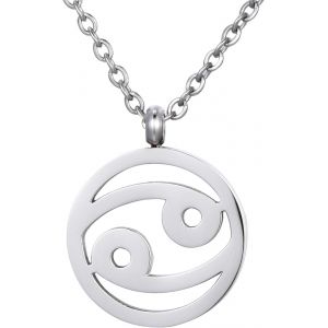 Kal-Collier Pour Femmes En Acier Inoxydable Argent Avec Pendentif Signe Du Zodiaque Dans Petit Sac - Neuf