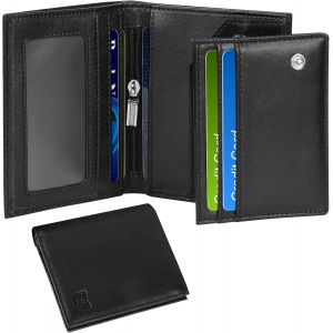 Portefeuille Homme, Porte Monnaie Homme Avec Blocage Rfid/Nfc, 5 Porte Carte Crédit 2 Fenêtre D'Identification & 2 Compartiment Billet, Porte Carte Homme Avec Boîte Cadeau (Noir) - Neuf