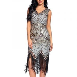 Robe Flapper Ann&eacute;es 1920 Avec Paillettes, Style Art D&eacute;co Pour Soir&eacute;e Gatsby, Bal Des Ann&eacute;es 20, Cocktail Et &Eacute;v&eacute;nements Sp&eacute;ciaux En Polyester De Qualit&eacute; Sup&eacute;rieure - Neuf