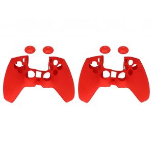 2pcs Silicone Housse De Protection Étui Ergonomique Doux Empêcher De Glisser Manchon De Poignée Anti-Poussière Pour Manette Ps5 Rouge - Neuf