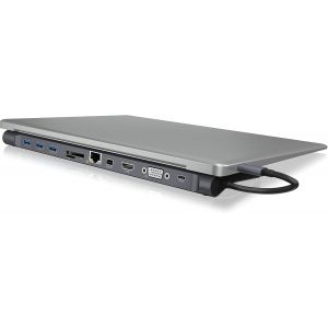 Usb-C Docking Station (11-En-1) Pour 2 &Eacute;crans (1X Hdmi,1X Minidp,1X Vga),4K 30Hz,Hub Usb 3.0 Triple,Alimentation 60W,Ethernet Gigabit,Lecteur De Cartes,Mod&egrave;le Ib-Dk2102-C - Neuf