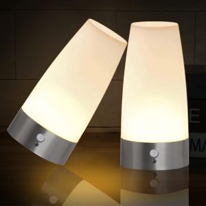 Veilleuse Led Pile [Lot De 2], Veilleuse Avec D&eacute;tecteur De Mouvement, Auto/On/Off, Veilleuse Enfant Lampe Pir Detecteur De Mouvement Pile, Lampe De Chevet Sans Fil Pour Couloir Chambre Salle De B&eacute;b&eacute; - Neuf