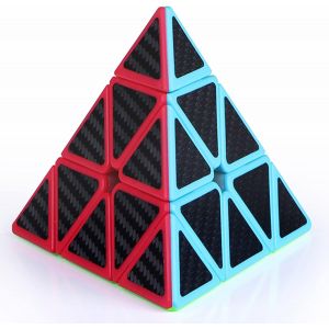 Cube de vitesse pyramidal, Qiming 3x3x3, cube de vitesse pyramidal, cube magique puzzle (fibre de carbone) - Neuf